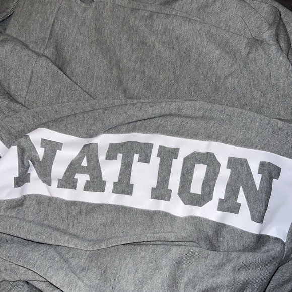Victoria’s Secret Pink Nation Gray Hoodie Sweatshirt Top - Picture 7 of 11
